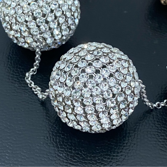 SWAROVSKI Signed Ladies PIN-UP Crystal Rhinestone Silver Gold Balls 30” Necklace - Picture 9 of 15